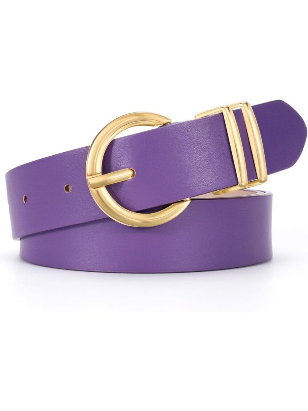 Stylish Women's Leather Belt with Gold Buckle - Perfect for Jeans, Pants